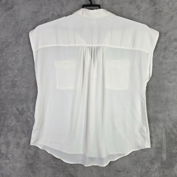 Womens Roz & Ali White Sheer Sleeveless Blouse Pockets V Neck Polyester Size XL - Picture 7 of 10